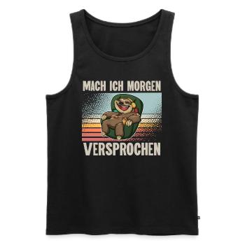 Faultier Mach Ich Morgen Versprochen - Männer Premium Bio Tank Top - Schwarz - Vorne - Michal (187cm)