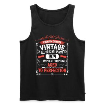 1974 Année de naissance Né Anniversaire Vintage - Débardeur bio Premium Homme - noir - Devant - Michal (187cm)