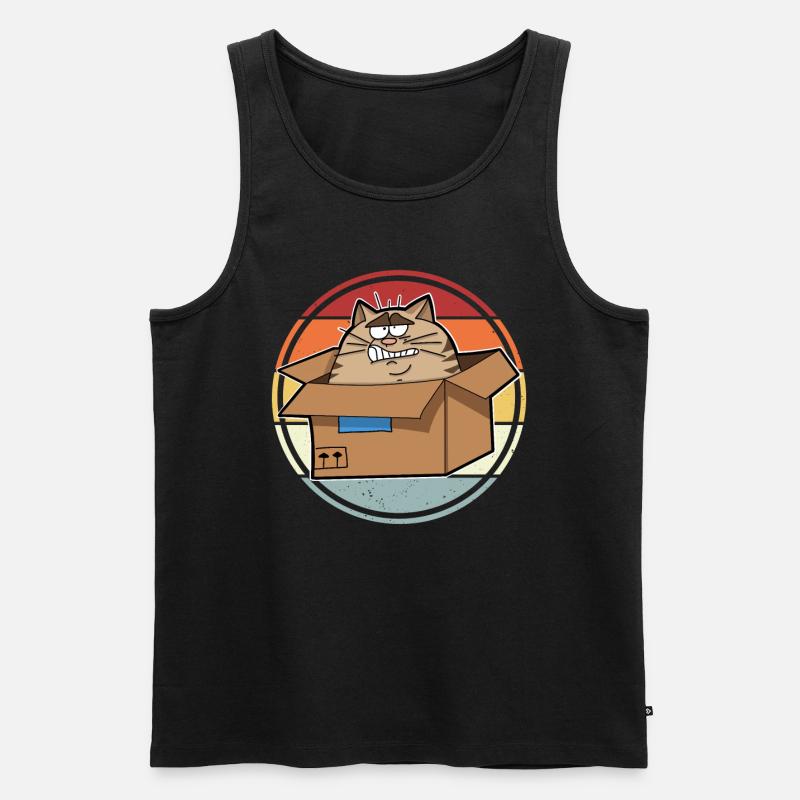 Katze Im Karton - Männer Premium Bio Tank Top - Schwarz