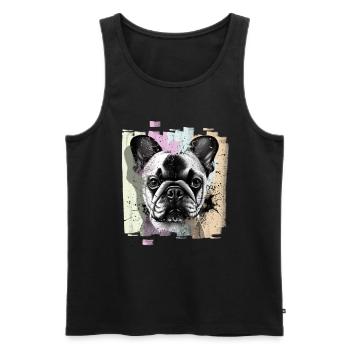 French Bulldog Frenchie - Débardeur bio Premium Homme - noir - Devant - AI Model Male 178 light (178cm)