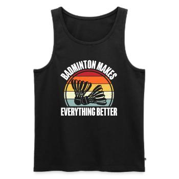 Badminton - Männer Premium Bio Tank Top - Schwarz - Vorne - Michal (187cm)