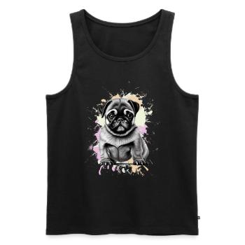 Chien carlin - Débardeur bio Premium Homme - noir - Devant - Michal (187cm)