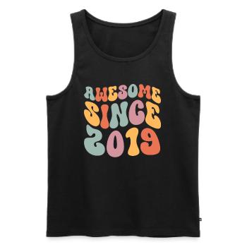 2019 Jahrgang Geburtstag Groovy Vintage Retro - Männer Premium Bio Tank Top - Schwarz - Vorne - Michal (187cm)