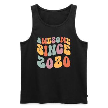 2020 Vintage Birthday Groovy Vintage Retro - Men's Premium Organic Tank Top - black - Front - AI Model Male 178 light (178cm)