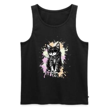 Coole Katze Mit Sonnenbrille - Männer Premium Bio Tank Top - Schwarz - Vorne - Michal (187cm)