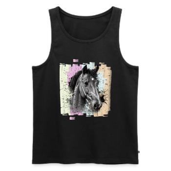 Horse - Men's Premium Organic Tank Top - black - Front - Michal (187cm)