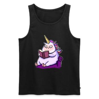 Einhorn Lesen Buch Bücher - Männer Premium Bio Tank Top - Schwarz - Vorne - Michal (187cm)