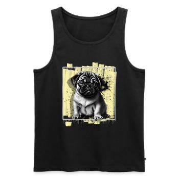 Chien carlin - Débardeur bio Premium Homme - noir - Devant - Michal (187cm)