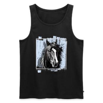 Horse - Men's Premium Organic Tank Top - black - Front - Michal (187cm)
