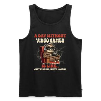 Gamer Gaming Faultier Lustig - Männer Premium Bio Tank Top - Schwarz - Vorne - AI Model Male 178 light (178cm)
