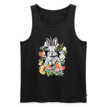 Rabbit Rabbit Flowers - Men's Premium Organic Tank Top - black - Front - Michal (187cm)
