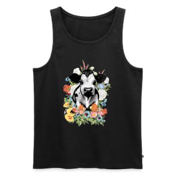 Kuh Blumen - Männer Premium Bio Tank Top - Schwarz - Vorne - AI Model Male 178 light (178cm)