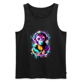 Monkey Colorful - Men's Premium Organic Tank Top - black - Front - Michal (187cm)