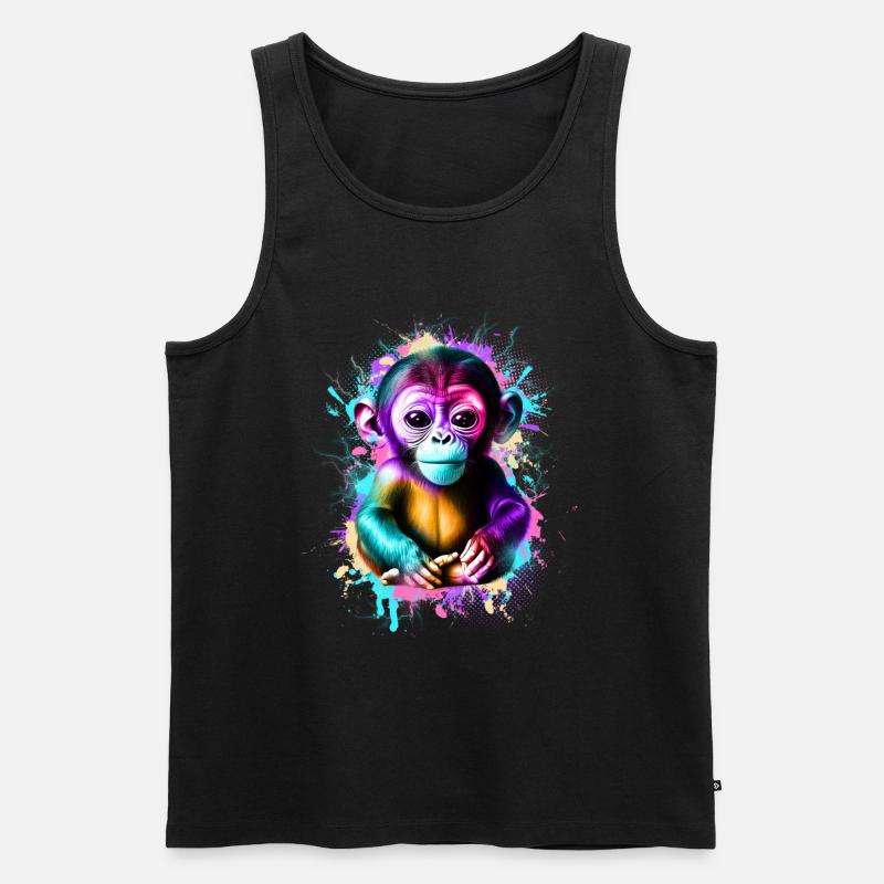 Affe Bunt - Männer Premium Bio Tank Top - Schwarz