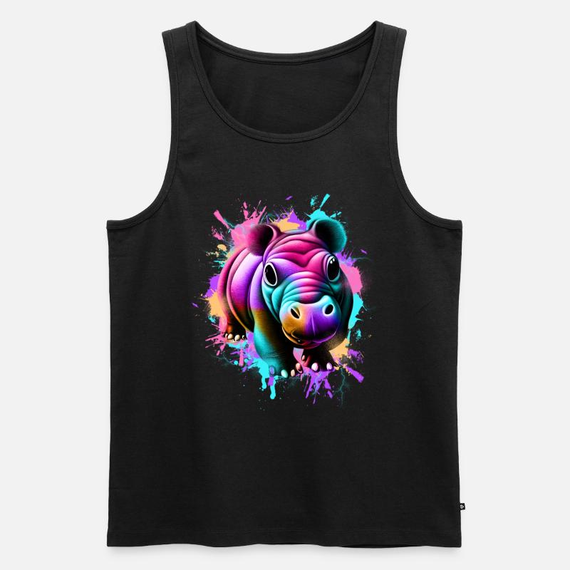 Nilpferd Bunt - Männer Premium Bio Tank Top - Schwarz