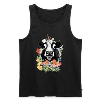 Kuh Blumen - Männer Premium Bio Tank Top - Schwarz - Vorne - AI Model Male 178 light (178cm)