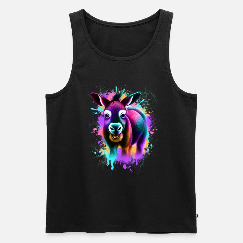 Esel Bunt - Männer Premium Bio Tank Top - Schwarz
