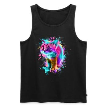 Katze Bunt - Männer Premium Bio Tank Top - Schwarz - Vorne - Michal (187cm)
