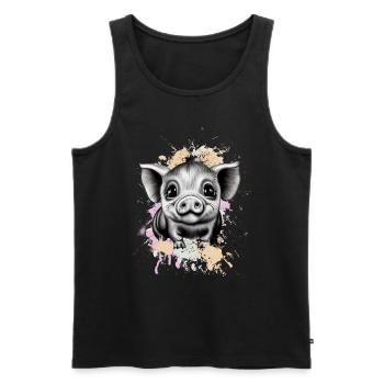 Schwein - Männer Premium Bio Tank Top - Schwarz - Vorne - Michal (187cm)