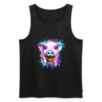 Schwein - Männer Premium Bio Tank Top - Schwarz - Vorne - Michal (187cm)