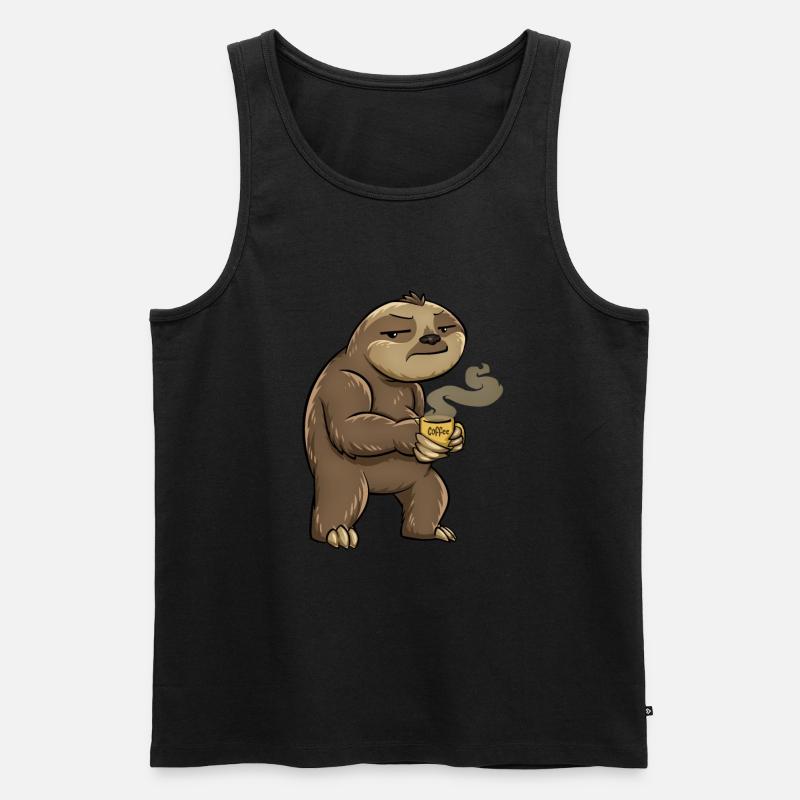 Faultier Kaffee - Männer Premium Bio Tank Top - Schwarz