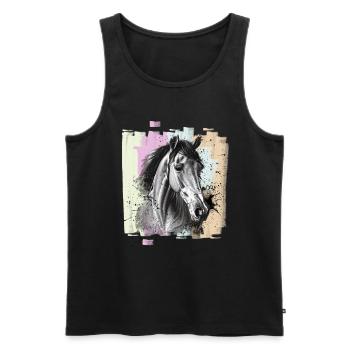 Horse - Men's Premium Organic Tank Top - black - Front - Michal (187cm)