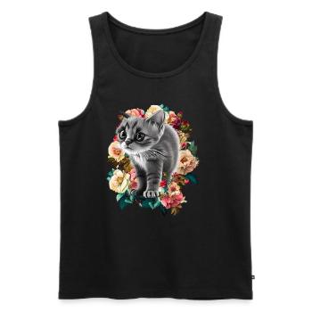 Katze - Männer Premium Bio Tank Top - Schwarz - Vorne - AI Model Male 178 light (178cm)