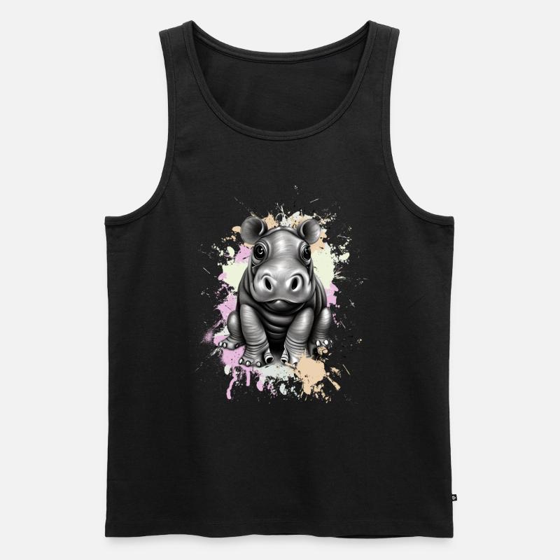 Nilpferd - Männer Premium Bio Tank Top - Schwarz
