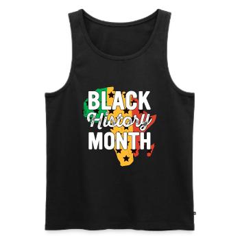 Mois de l’histoire des Noirs Histoire des Noirs - Débardeur bio Premium Homme - noir - Devant - AI Model Male 178 light (178cm)