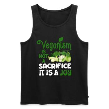 Véganisme végétalien - Débardeur bio Premium Homme - noir - Devant - Michal (187cm)