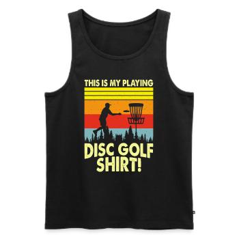 Discgolf Disc Golf - Men's Premium Organic Tank Top - black - Front - AI Model Male 178 light (178cm)