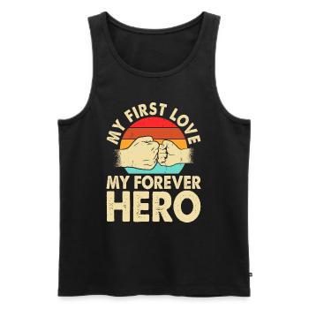 Papa Vater Vatertag - Männer Premium Bio Tank Top - Schwarz - Vorne - Michal (187cm)