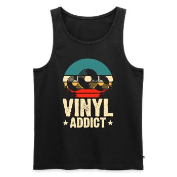 Vinyl Addict - Männer Premium Bio Tank Top - Schwarz - Vorne - AI Model Male 178 light (178cm)