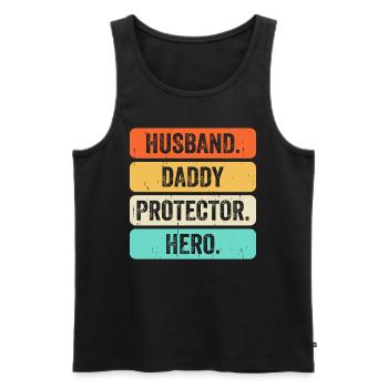 Papa Vater Vatertag - Männer Premium Bio Tank Top - Schwarz - Vorne - Michal (187cm)