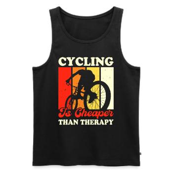 Cycling Is Cheaper Than Therapy - Men's Premium Organic Tank Top - black - Front - AI Model Male 178 light (178cm)