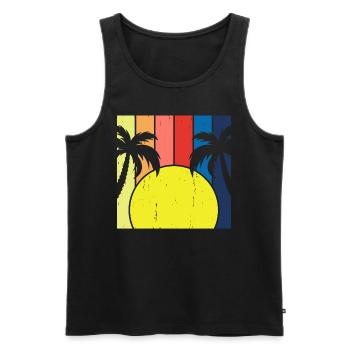 Palmiers Sunrise Retro Vintage - Débardeur bio Premium Homme - noir - Devant - AI Model Male 178 light (178cm)