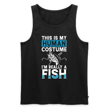 Angler - Männer Premium Bio Tank Top - Schwarz - Vorne - Michal (187cm)