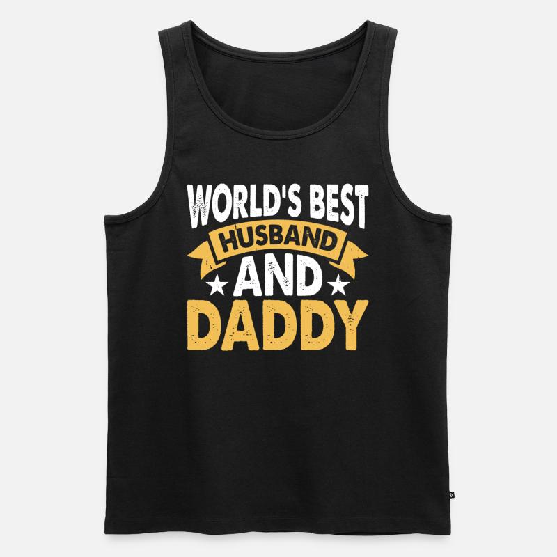Bester Papa Ehemann - Männer Premium Bio Tank Top - Schwarz