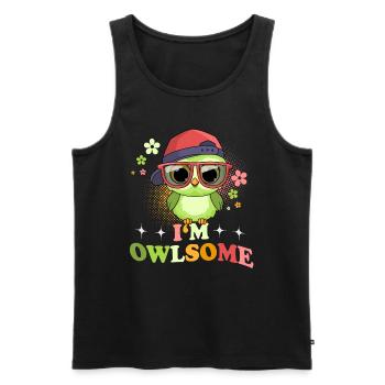 Eule Eulen I`m Owlsome - Männer Premium Bio Tank Top - Schwarz - Vorne - AI Model Male 178 light (178cm)