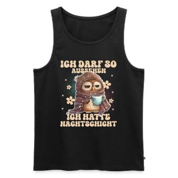 Eule Nachtschicht Müde Kaffee - Männer Premium Bio Tank Top - Schwarz - Vorne - AI Model Male 178 light (178cm)