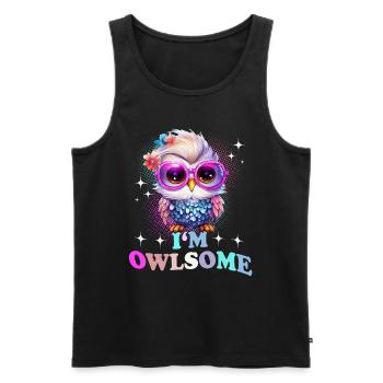 Eule Eulen I`m Owlsome - Männer Premium Bio Tank Top - Schwarz - Vorne - AI Model Male 178 light (178cm)