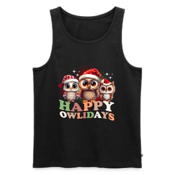 Happy Owlidays Hiboux de Noël - Débardeur bio Premium Homme - noir - Devant - Michal (187cm)
