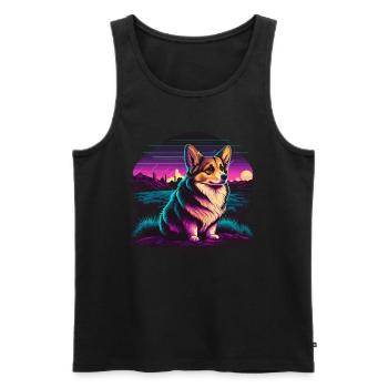 Corgi extérieur paisible - Débardeur bio Premium Homme - noir - Devant - Michal (187cm)