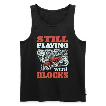 Still playing with blocks, Mechanics Engine Block - Men's Premium Organic Tank Top - black - Front - AI Model Male 178 light (178cm)
