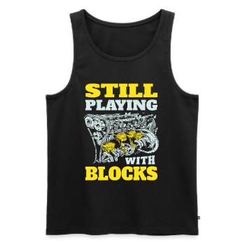 Still playing with blocks, Mechanics Engine Block - Men's Premium Organic Tank Top - black - Front - AI Model Male 178 light (178cm)