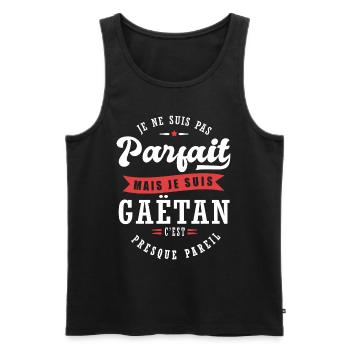Gaëtan Parfait Cadeau prenom Gaetan - Débardeur bio Premium Homme - noir - Devant - Michal (187cm)