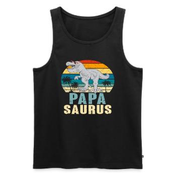 Papasaurus Fête des Pères Dinosaure T-Rex Idée Cadeau - Débardeur bio Premium Homme - noir - Devant - AI Model Male 178 light (178cm)