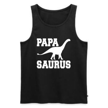 Papasaurus Fête des Pères Dinosaure T-Rex Idée Cadeau - Débardeur bio Premium Homme - noir - Devant - Michal (187cm)
