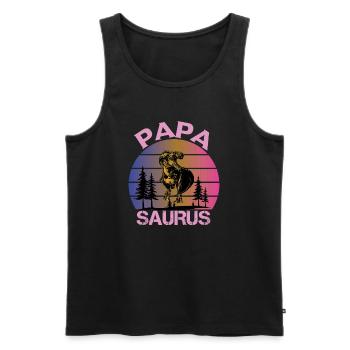 Papasaurus Fête des Pères Dinosaure T-Rex Idée Cadeau - Débardeur bio Premium Homme - noir - Devant - Michal (187cm)