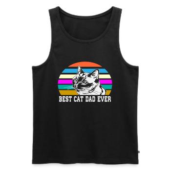 Meilleur chat papa jamais meilleur chat papa chat chaton - Débardeur bio Premium Homme - noir - Devant - Michal (187cm)